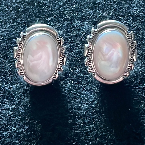Pink Shell & Sterling Earrings - Picture 1 of 3